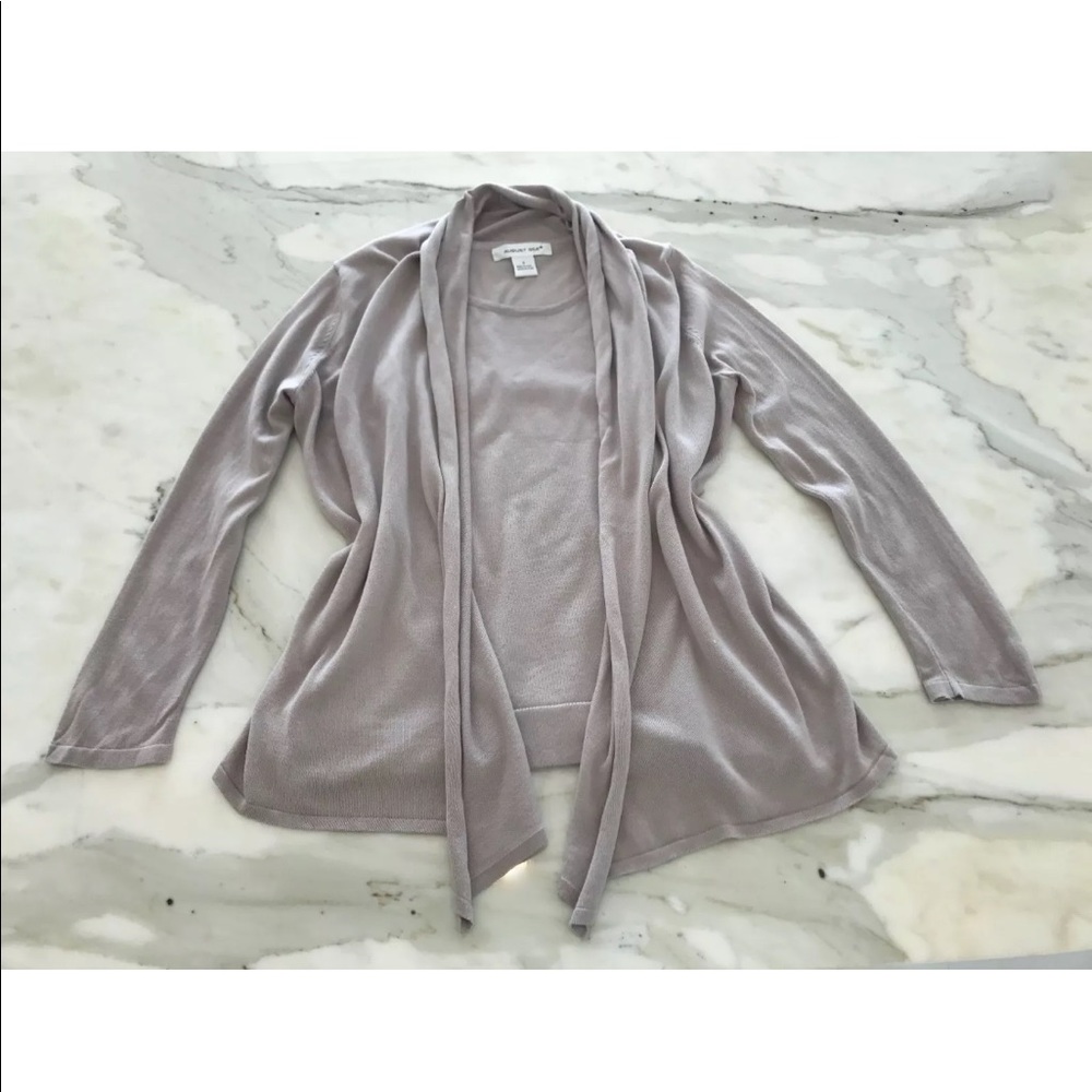 AUGUST SILK GREY CARDIGAN SWEATER-SET SIZE S